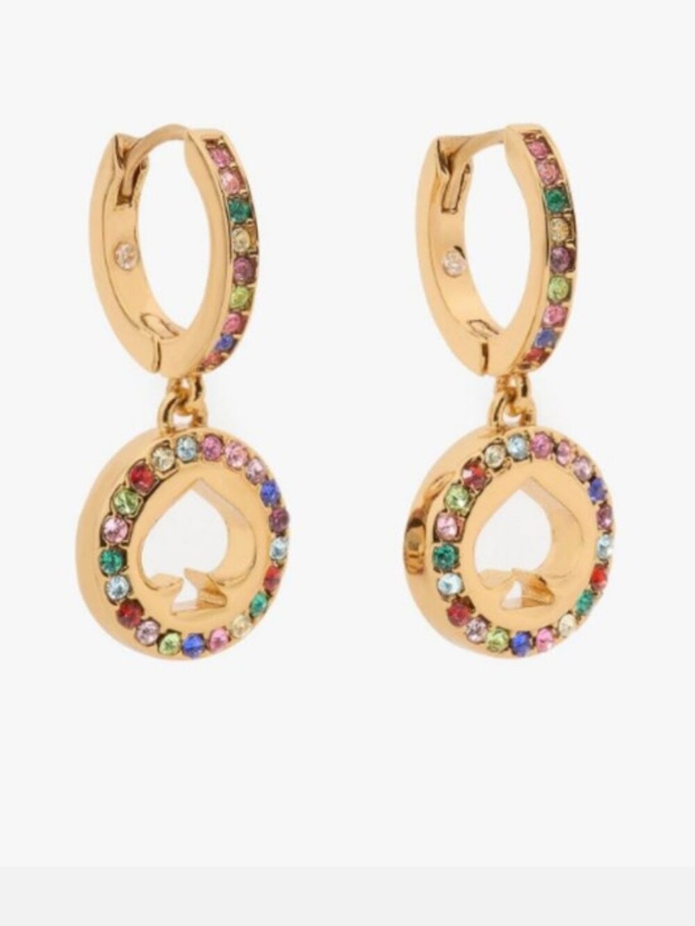 Kate Spade Gold & Multicolor Halo Huggie Spade Earrings NWT